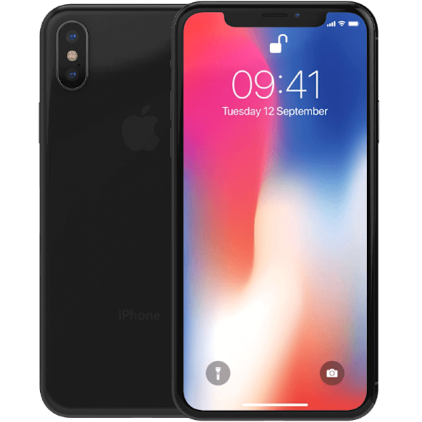 iPhone X Space Grey 256 GB Klass B 100% batteri (refurbished)