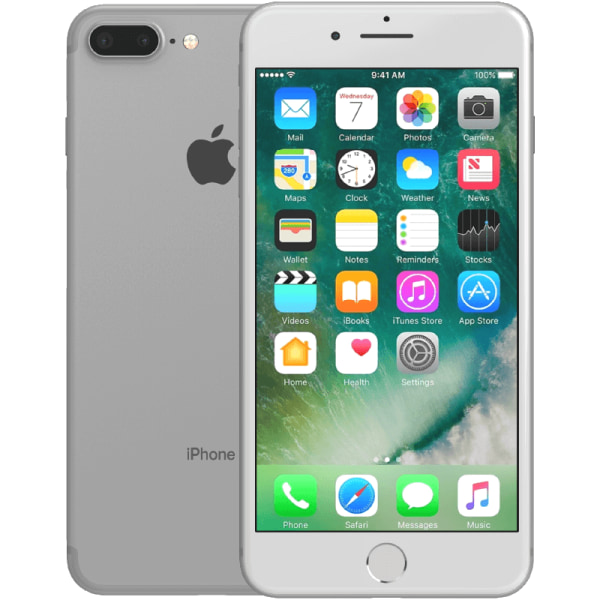 iPhone 7 Plus Silver 128 GB Klass A 100% batteri (refurbished)
