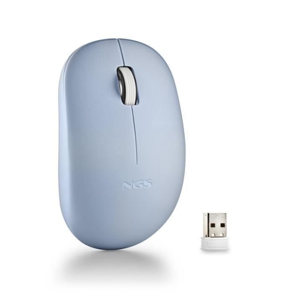 NGS FOG PRO BLUE: 1000 DPI trådlös optisk mus med USB-anslutning. Tysta knappar. Blå färg.