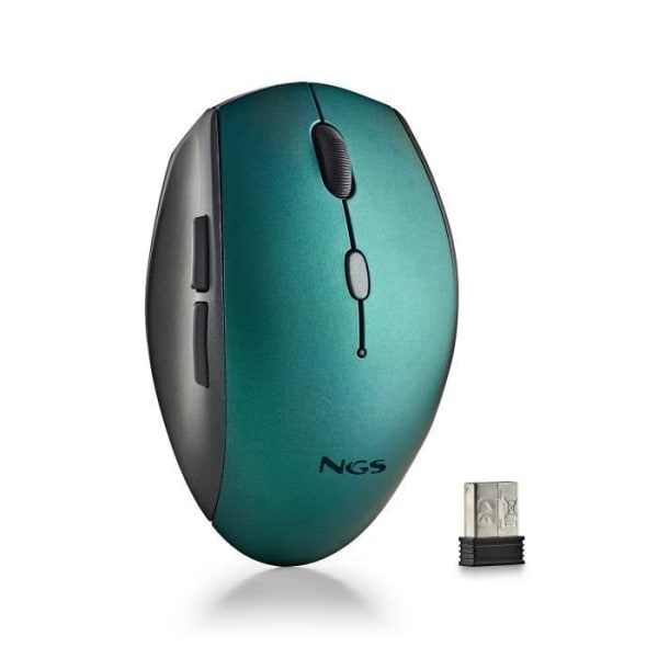 NGS BEE BLUE: Ergonomisk trådlös mus med tysta knappar. Justerbar DPI: 800/1200/1600. Högerhänt. Plug &amp; Play. Färg