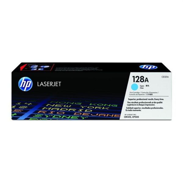 HP 128A (CE321A) cyan tonerkassett för HP Color LaserJet CP1525/CM1415MFP-skrivare
