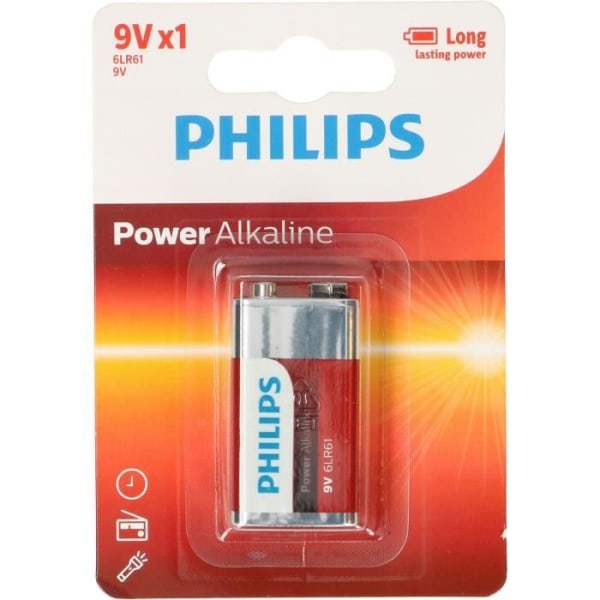 PHILIPS Batterier 6LR61 Powerlife Alkaline - 9 V
