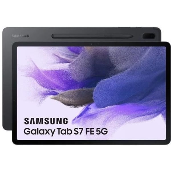 Pekskärm surfplatta - SAMSUNG Galaxy Tab S7 FE - 12.4 "- 6 GB RAM - Android 11 - 128 GB lagring - Svart - 5G