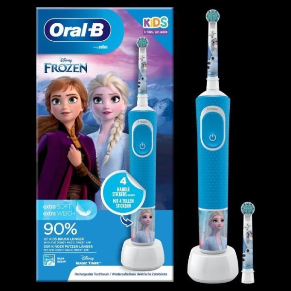 Oral-B uppladdningsbar elektrisk tandborste för barn, 1 handtag, 1 borsthuvud, 3+, skonsam borstning, fryst 2