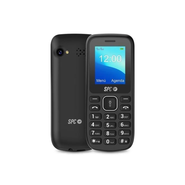 SPC Talk Mobiltelefon - 1,8" skärm, 800 mAh batteri, FM-radio, Dual SIM, ficklampa och kamera - svart