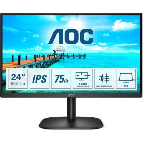 PC-skärm - AOC - 24B2XDA - 23,8" IPS FHD - 4ms - 75Hz - Högtalare - HDMI VGA - Adaptiv synk