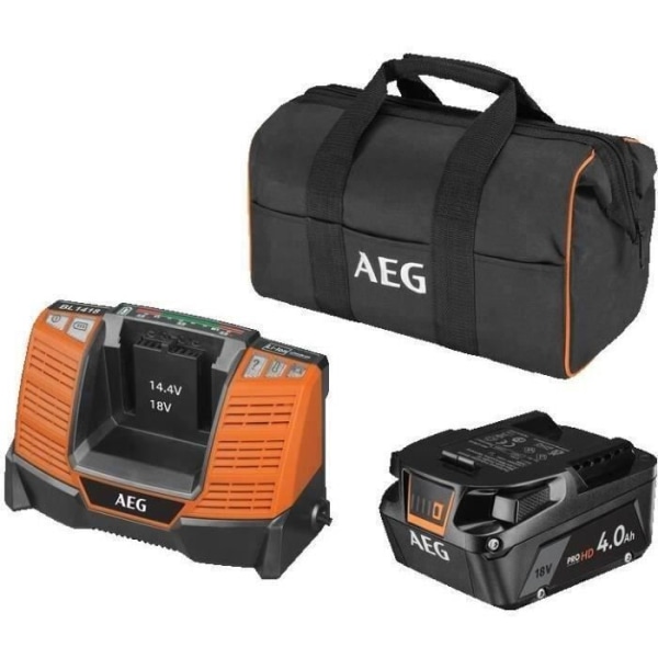 AEG - 1 Pro litiumbatteri 18V 4,0 Ah HÖG EFTERFRÅGAN, laddare, i väska - SETL1840SHD