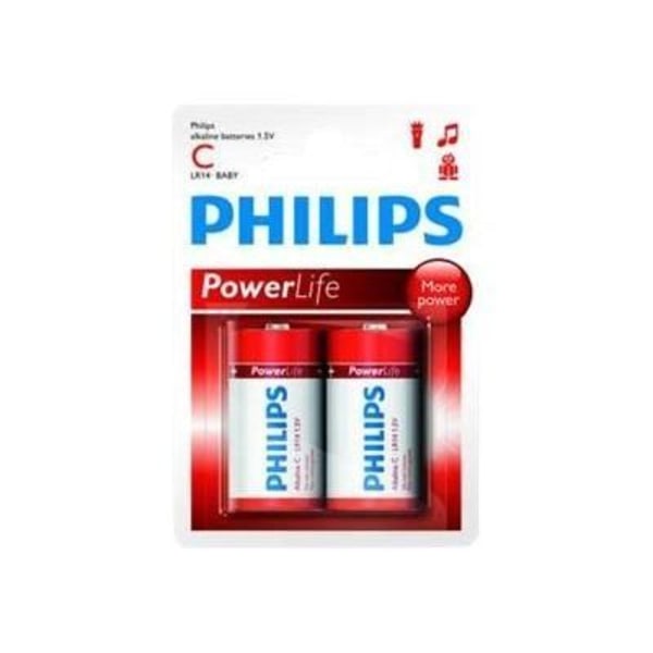 PHILIPS Batterier LR14 / C Powerlife Alkaline - 1,5 V - Paket med 2