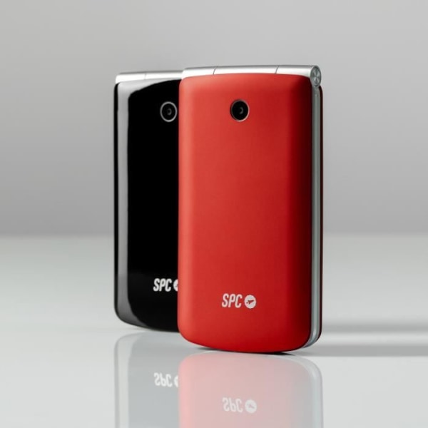 SPC Opal - Clamshell mobiltelefon, stor skärm, stora bokstäver och nycklar, extra hög volym, fjärrkonfiguration, röd