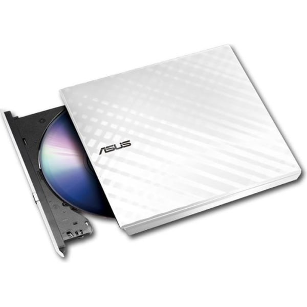 Asus SDRW-08D2S-U 8x Slim White USB 2.0 extern DVD-brännare med skivkryptering och dra-och-bränn