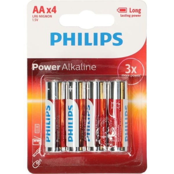 PHILIPS batterier LR6 / AA Powerlife Alkaline - 1,5 V - Paket med 4