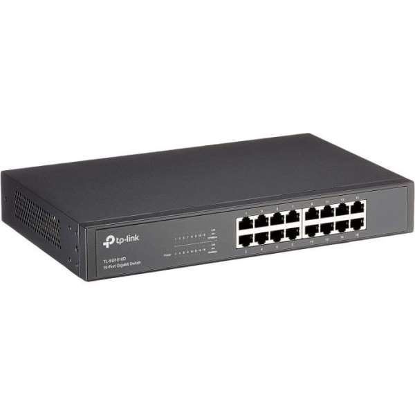 16-portars Gigabit Ethernet-switch - TP-Link TL-SG1016D - Desktop/rackbar - Metallhölje - Svart