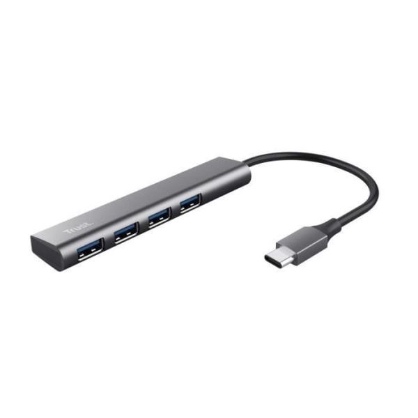 Trust Halyx USB-C 3.2 Gen 1 Hub, 4 USB-A-portar, 5 Gbps hastighet, kompakt och smal USB-adapter, Data Hub Multiport Concentrator