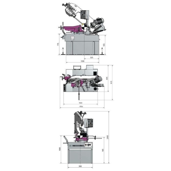 Halvautomatisk metallbandsåg - Vario - ø 270 mm OptiSaw SD351AV