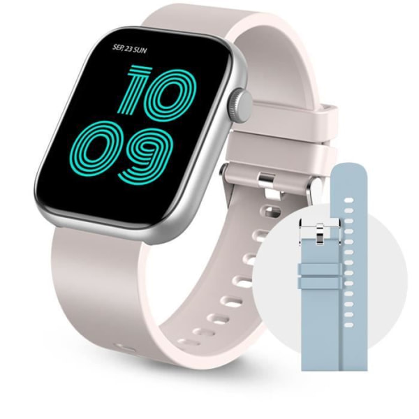 SPC Smartee Duo – Smart klocka med utbytbart armband, 1,8” skärm, 21 sporter, 7 dagars batteritid, IP68 – Beige/Blå
