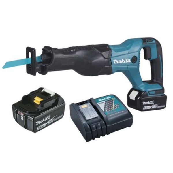 18V kolvsåg + 2 5Ah batterier + laddare + box - MAKITA - DJR186RTE