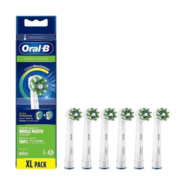 Oral-B CrossAction Clean elektrisk tandborstepåfyllning, 6 enheter i 2-pack, Clean Maximiser Technology