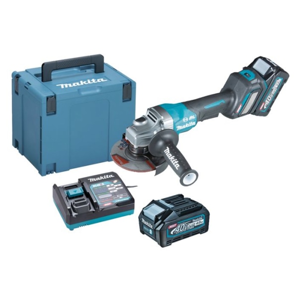 40V 125mm kvarn + 2 4Ah batterier + laddare + MAKPAC box - MAKITA - GA029GM201