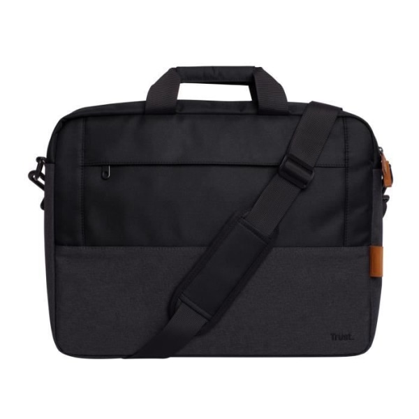 Trust Lisboa Recycled 16" Laptopväska - Smal väska med axelrem för resor, affärer, arbete - Svart