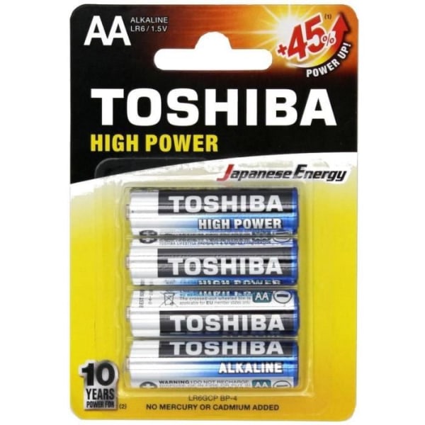 4 Toshiba High Power AA LR06-batterier