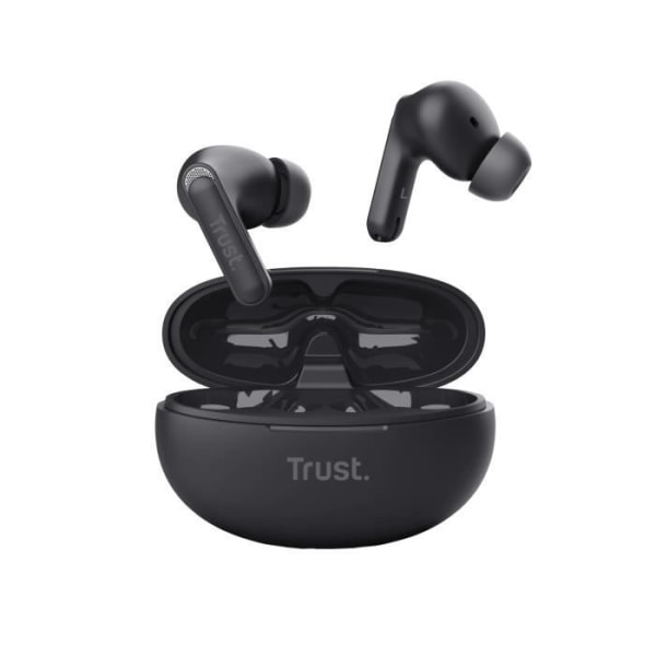 Trust Yavi ENC trådlösa Bluetooth-hörlurar, 85 % återvunnen plast, headset med brusreducerande mikrofoner - svart