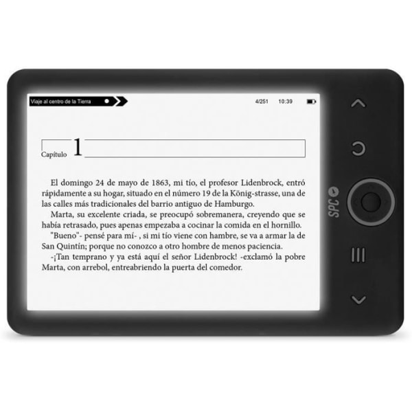 SPC Dickens Light 2 e-bok - Bakgrundsbelyst skärm, frontknappar, 8GB och en månads batteritid
