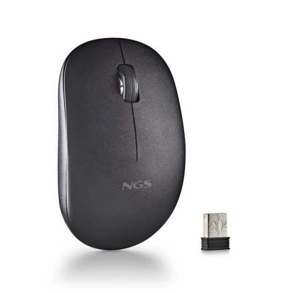 NGS FOG PRO BLACK: 1000 DPI trådlös optisk mus med USB-anslutning. Tysta knappar. Svart färg.