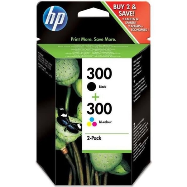HP 300 2-pack svarta och trefärgade originalbläckpatroner (CN637EE) för DeskJet F4580 och Photosmart C4680/C4795