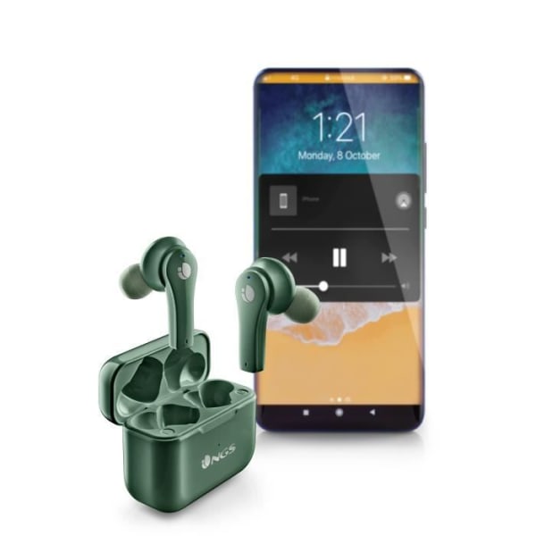 NGS ARTICA BLOOM GREEN: In-ear-hörlurar som är kompatibla med TWS och Bluetooth-teknik. Autonomi 24 timmar - Pekkontroll