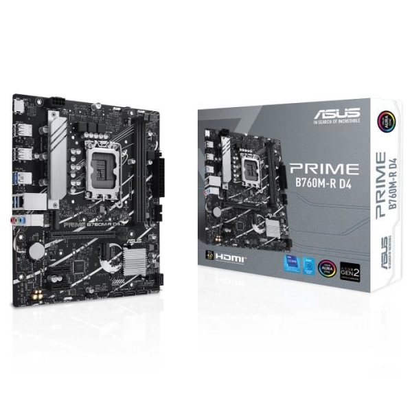 ASUS PRIME B760M-R D4 - Micro ATX Socket 1700 Intel B760 Express moderkort - 2x DDR4 - M.2 PCIe 4.0 - USB 3.0 - PCI-Express 4.0 16x