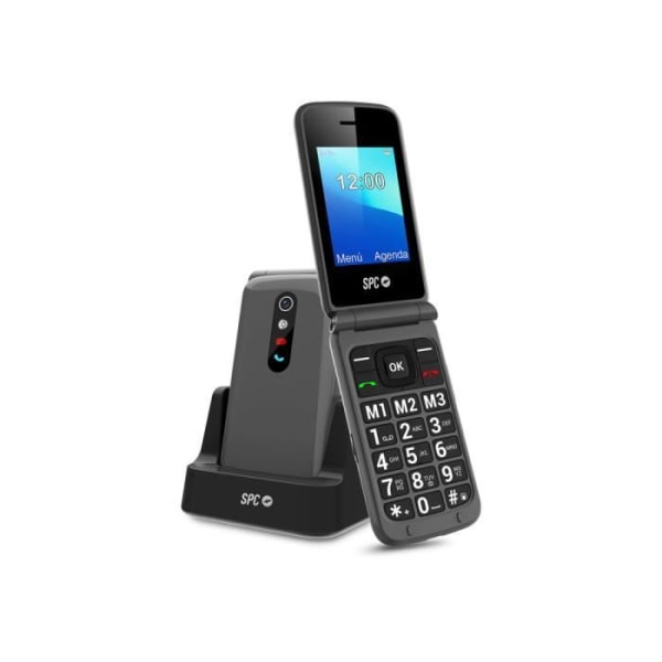 SPC Stella 2 - Clamshell Senior mobiltelefon med stora knappar, SOS-knapp, 3 direktminnen, laddningsvagga