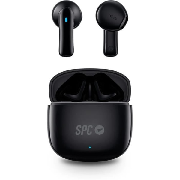SPC Zion 2 Play – Bluetooth-hörlurar 28h batteri, ultrakompakt, touchkontroll, handsfree och USB-C-laddningsfodral - Svart
