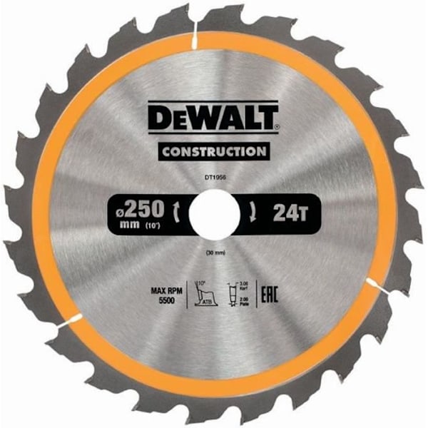 Stationärt cirkelsågblad 250-30 mm 24 tänder - DeWALT