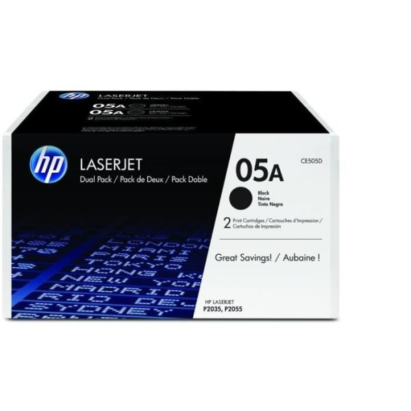 2-pack original HP 05A svarta tonerkassetter för Laserjet P2035/P2055
