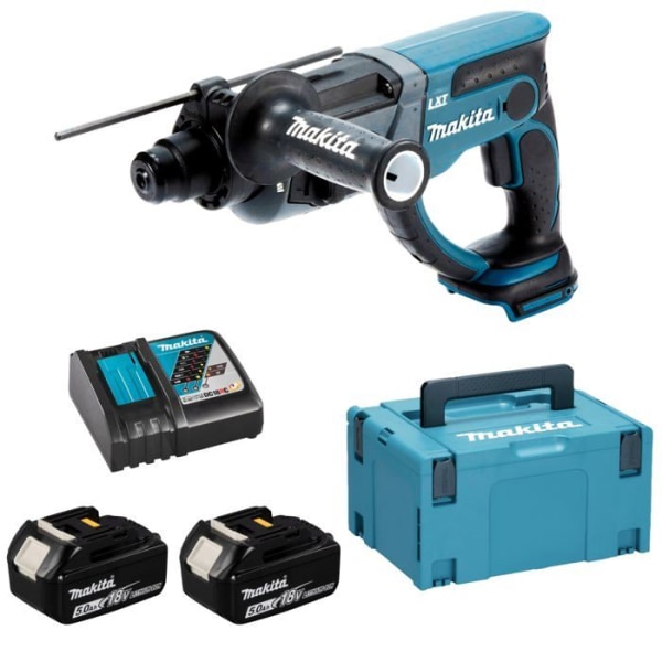 SDS Plus 18V borrhammare + 2 5Ah batterier + laddare + MAKPAC box - MAKITA - DHR202RTJ