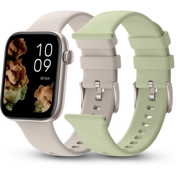 SPC Smartee Duo 2 - Ansluten klocka med extra armband, 1,78” AMOLED-skärm, 7-dagars batteri - Beige/Grön