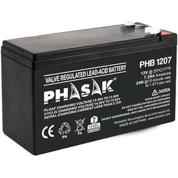 Batteri 12V - 7,2A - PHASAK