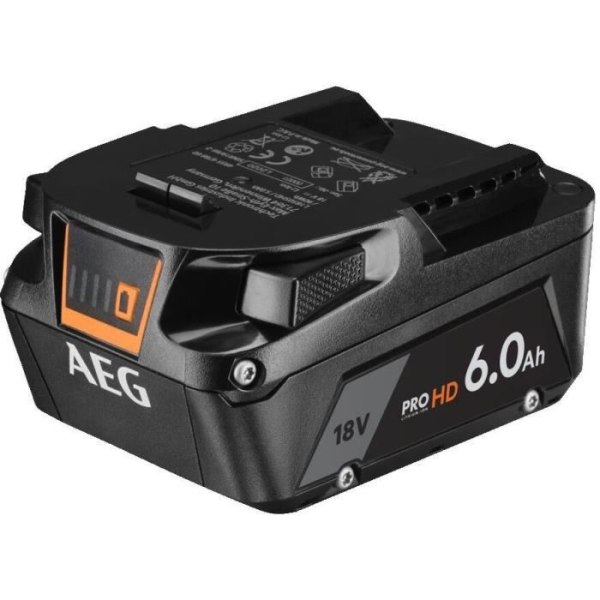 AEG L1860SHD Pro litiumbatteri - 18V - 6,0 Ah - HIGH DEMAND-teknik - Svart / Orange