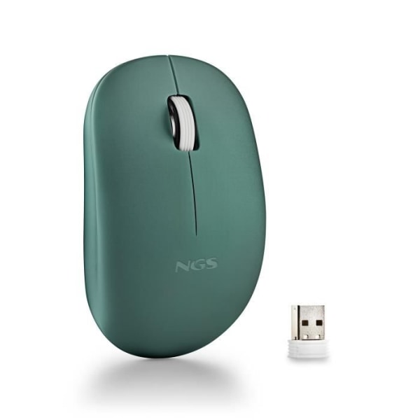 NGS FOG PRO GREEN: 1000 DPI trådlös optisk mus med USB-anslutning. Tysta knappar. Grön färg.