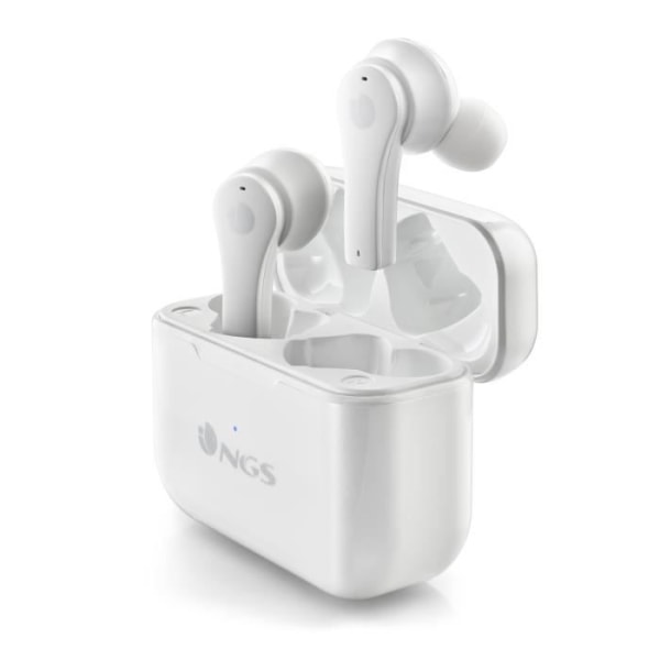 NGS ARTICA BLOOM WHITE- Trådlösa in-ear-hörlurar, 24 timmars batteritid, pekkontroll, USB Type C, kompatibel med True Wireless