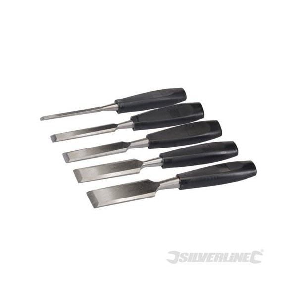 Set med 5 st trämejslar - 5 st Silverline