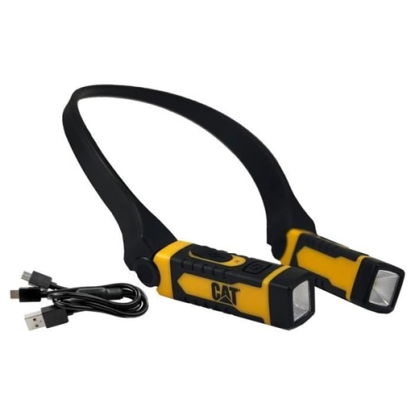 Uppladdningsbar halslampa CAT CT7105 300 Lm USB-laddare Räckvidd 25 m Vattentät IPX6 Svart/gul