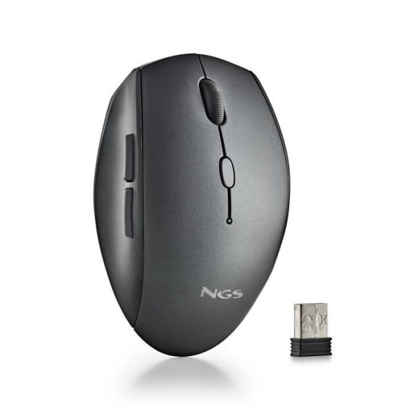 NGS BEE BLACK: Ergonomisk trådlös mus med tysta knappar. Justerbar DPI: 800/1200/1600. Högerhänt. Plug &amp; Play. Färg