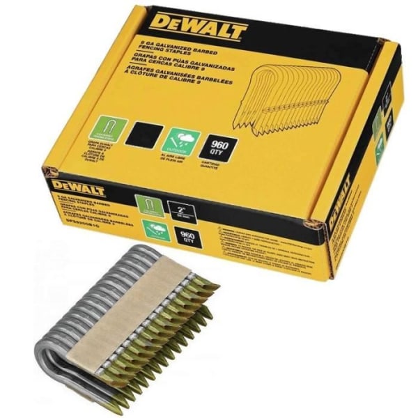DEWALT Box med 960 50 mm stegjärnsklammer för DCFS950 stängselhäftklamrar 50 mm x 10,3 mm gör-det-själv-verktyg