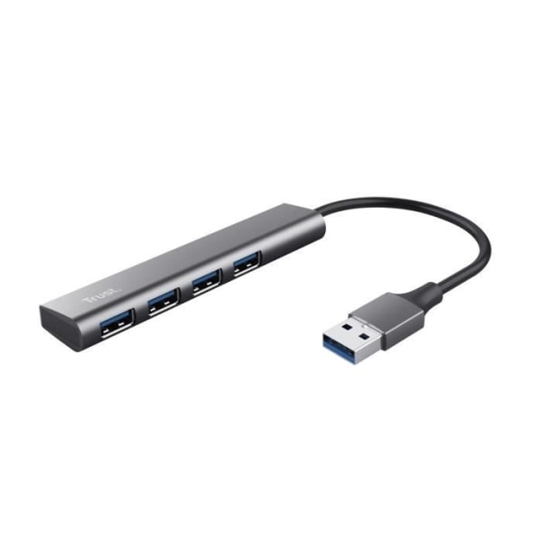 Trust Halyx USB 3.2 Gen 1 Hub, 4 USB-A-portar, 5 Gbps Speed, Compact and Flat Data Hub, USB-adapter, Multiport USB Hub