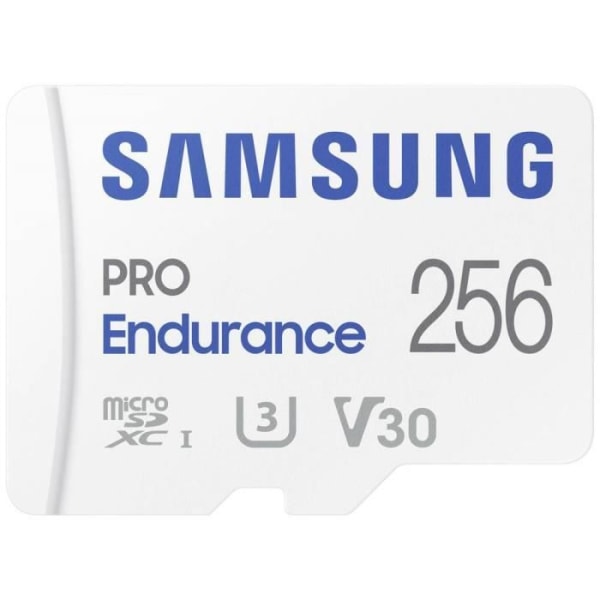 Samsung PRO Endurance 256 GB microSDXC-kort klass 10, UHS-klass 3, v30 Video Speed Class 4K-videokompatibilitet, med