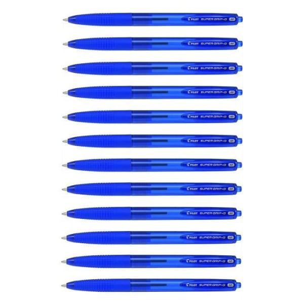 Set med 12 infällbara kulspetspennor SUPER GRIP G Medium Point Blue
