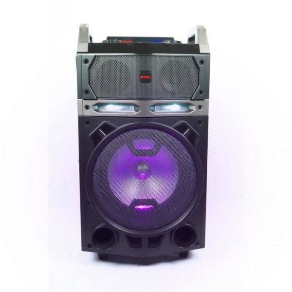 Aiwa KBTUS-700 karaokevagn med hjul och 2 trådlösa mikrofoner, BT, fjärrkontroll