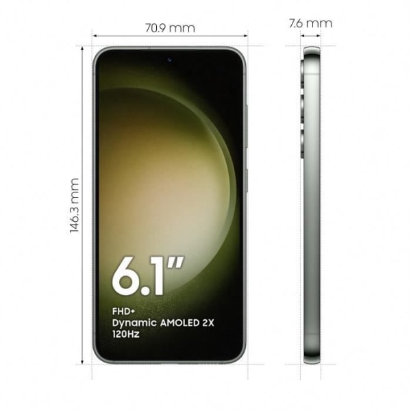 Galaxy S23 256 GB, grön mobiltelefon, Android 13 Skärm: 15,5 cm (6,1 tum)