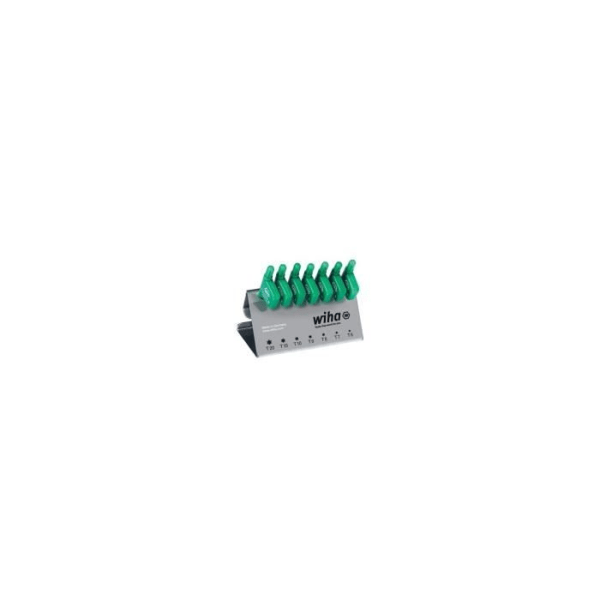 Wiha L-nyckelset med torx® flagghandtag, 7 st, svartoxiderad på display (25625)